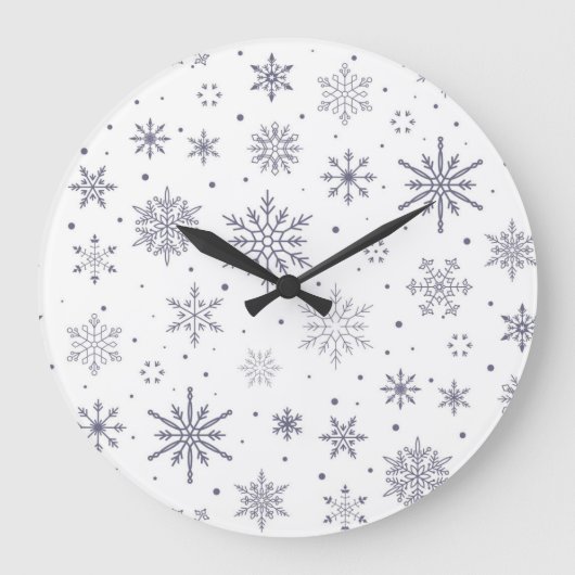 Schneeflockenmuster Große Wanduhr (Vorderseite)