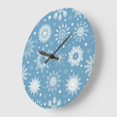 Schneeflockenmuster Große Wanduhr (Winkel)