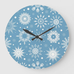 Schneeflockenmuster Große Wanduhr