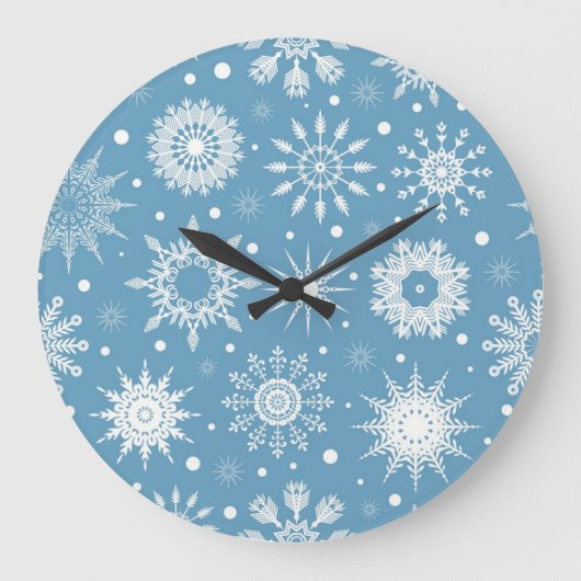 Schneeflockenmuster Große Wanduhr (Vorderseite)