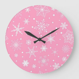 Schneeflockenmuster Große Wanduhr