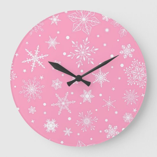 Schneeflockenmuster Große Wanduhr (Vorderseite)
