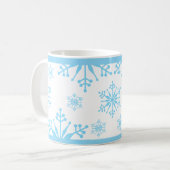 Schneeflockenmuster in Blau. Kaffeetasse (Vorderseite Links)