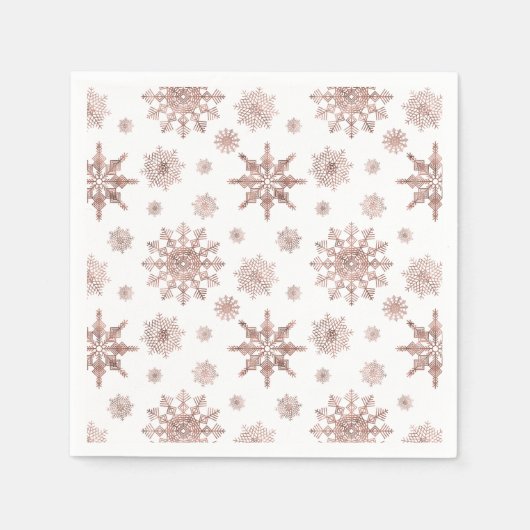 Schneeflockenmuster in Imitaten Rose Gold-Look Far Serviette (Vorderseite)