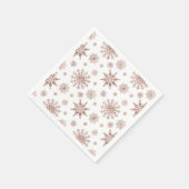 Schneeflockenmuster in Imitaten Rose Gold-Look Far Serviette (Ecke)