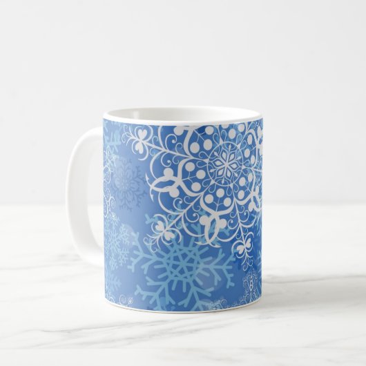 Schneeflockenmuster Kaffeetasse (Vorderseite Links)