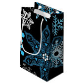 Schneeflockenmuster Kleine Geschenktüte (Rückseite Schrägansicht)