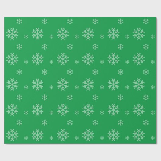 Schneeflockenmuster Modernes Winterurlaubsgrün Geschenkpapier (Flach)