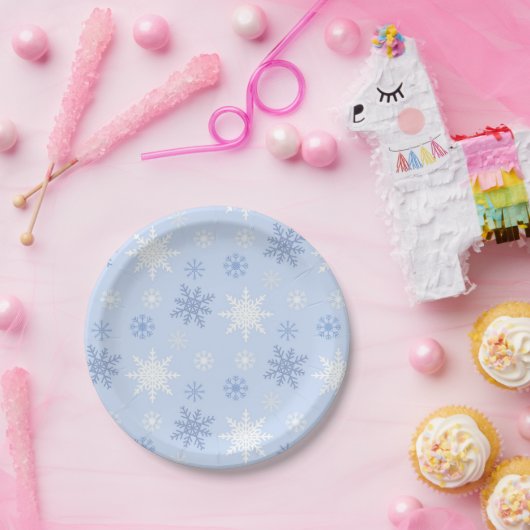 Schneeflockenmuster Pappteller (Party)