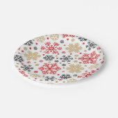 Schneeflockenmuster Pappteller (Schrägansicht)