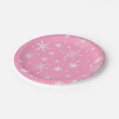 Schneeflockenmuster Pappteller (Schrägansicht)