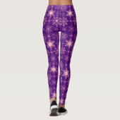 Schneeflockenmuster Pink D Lila BG Leggings (Rückseite)