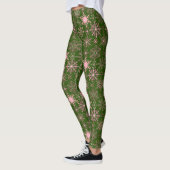 Schneeflockenmuster Rosa D Grüne BG Leggings (Links)