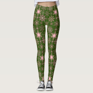Schneeflockenmuster Rosa D Grüne BG Leggings