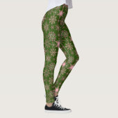 Schneeflockenmuster Rosa D Grüne BG Leggings (Rechts)