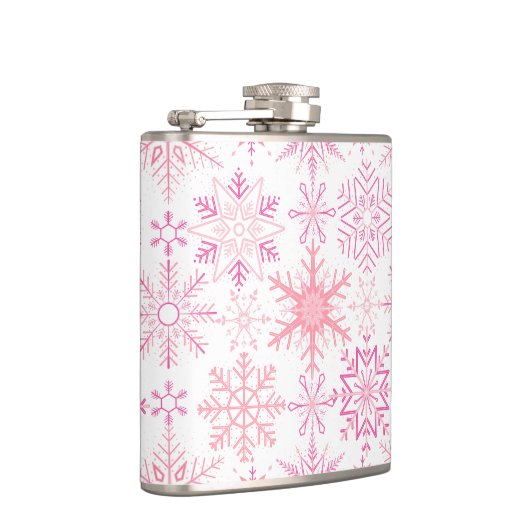 Schneeflockenmuster Rosa Flachmann (Rechts)