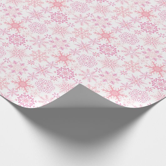 Schneeflockenmuster Rosa Geschenkpapier (Ecke)