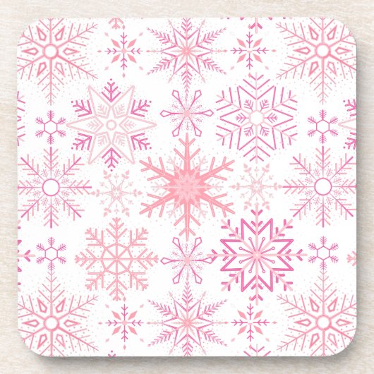 Schneeflockenmuster Rosa Getränkeuntersetzer (Vorderseite)