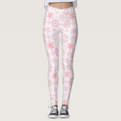 Schneeflockenmuster Rosa Leggings (Vorderseite)
