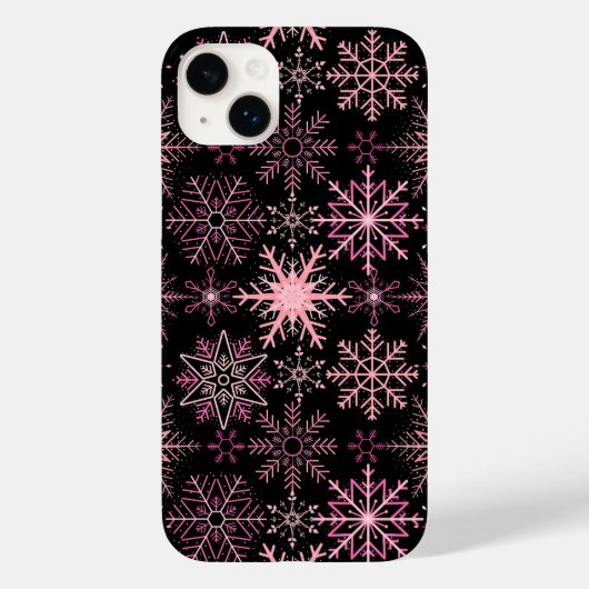Schneeflockenmuster Rosa Schwarzes BG Case-Mate iPhone Hülle (Rückseite)