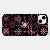 Schneeflockenmuster Rosa Schwarzes BG Case-Mate iPhone Hülle (Rückseite (Horizontal))