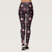 Schneeflockenmuster Rosa Schwarzes BG Leggings (Rückseite)