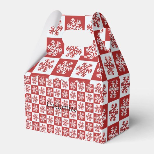 Schneeflockenmuster Rot-Karo Geschenkschachtel (Vorderseite)