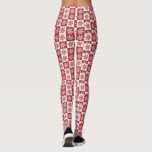 Schneeflockenmuster Rot-Karo Leggings (Rückseite)