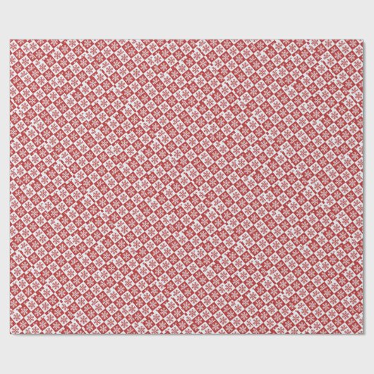 Schneeflockenmuster Rot/Weiß-Karo Thunder_Cove Geschenkpapier (Flach)