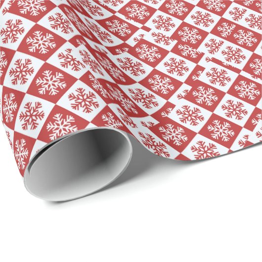 Schneeflockenmuster Rot/Weiß-Karo Thunder_Cove Geschenkpapier (Rolleneckpunkt)