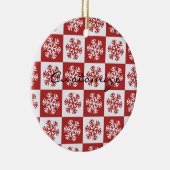 Schneeflockenmuster Rot/Weiß-Karo Thunder_Cove Keramik Ornament (Rechts)
