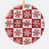 Schneeflockenmuster Rot/Weiß-Karo Thunder_Cove Keramik Ornament (Hinten)