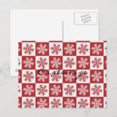 Schneeflockenmuster Rot/Weiß-Karo Thunder_Cove Postkarte (Vorne/Hinten)