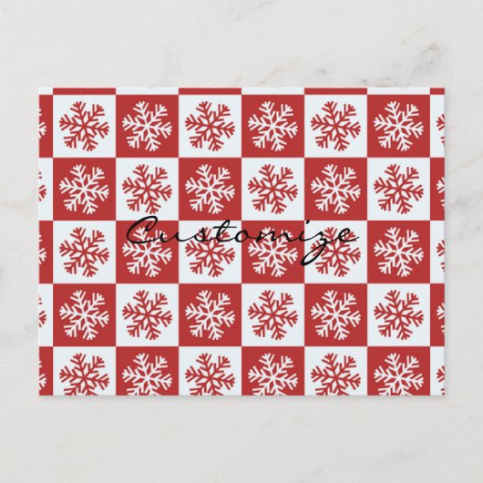 Schneeflockenmuster Rot/Weiß-Karo Thunder_Cove Postkarte (Vorderseite)