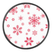 Schneeflockenmuster, Rote Schneeflocken, Schnee, W Eishockey Puck (Vorderseite)