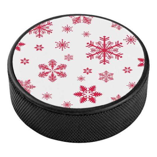 Schneeflockenmuster, Rote Schneeflocken, Schnee, W Eishockey Puck (3/4)