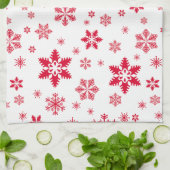 Schneeflockenmuster, Rote Schneeflocken, Schnee, W Geschirrtuch (Gefaltet)