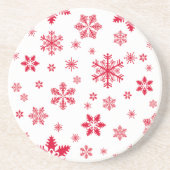 Schneeflockenmuster, Rote Schneeflocken, Schnee, W Getränkeuntersetzer (Vorne)