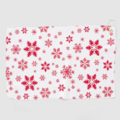 Schneeflockenmuster, Rote Schneeflocken, Schnee, W Golfhandtuch (Horizontal)