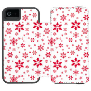 Schneeflockenmuster, Rote Schneeflocken, Schnee, W Incipio Watson™ iPhone 5 Geldbörsen Hülle