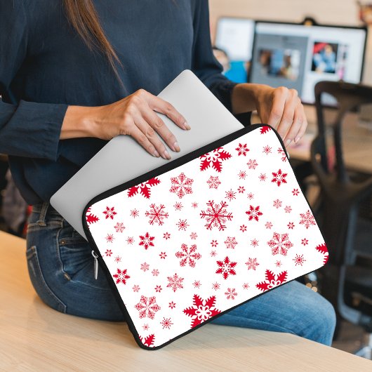 Schneeflockenmuster, Rote Schneeflocken, Schnee, W Laptopschutzhülle