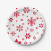 Schneeflockenmuster, Rote Schneeflocken, Schnee, W Pappteller (Vorderseite)