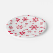 Schneeflockenmuster, Rote Schneeflocken, Schnee, W Pappteller (Schrägansicht)