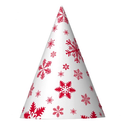 Schneeflockenmuster, Rote Schneeflocken, Schnee, W Partyhütchen (Vorderseite)