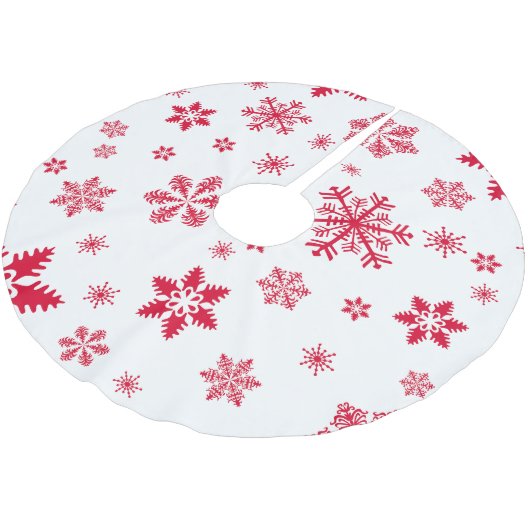 Schneeflockenmuster, Rote Schneeflocken, Schnee, W Polyester Weihnachtsbaumdecke (Schrägansicht)