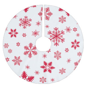 Schneeflockenmuster, Rote Schneeflocken, Schnee, W Polyester Weihnachtsbaumdecke