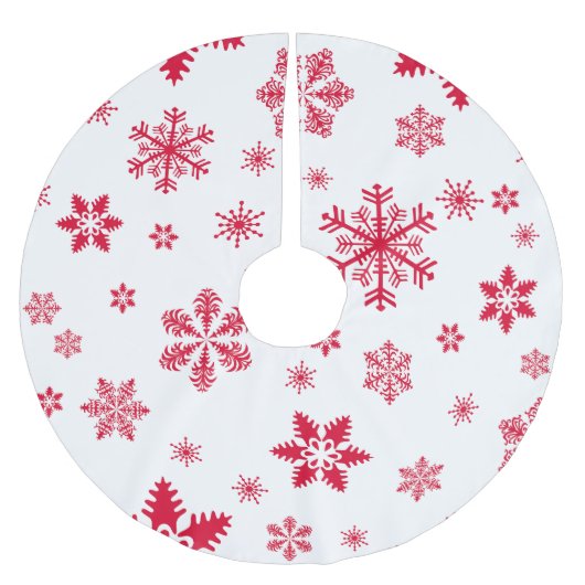 Schneeflockenmuster, Rote Schneeflocken, Schnee, W Polyester Weihnachtsbaumdecke (Vorderseite)