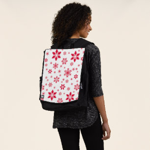 Schneeflockenmuster, Rote Schneeflocken, Schnee, W Rucksack