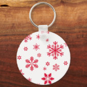 Schneeflockenmuster, Rote Schneeflocken, Schnee, W Schlüsselanhänger (Vorderseite)
