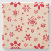 Schneeflockenmuster, Rote Schneeflocken, Schnee, W Steinuntersetzer (Vorderseite)